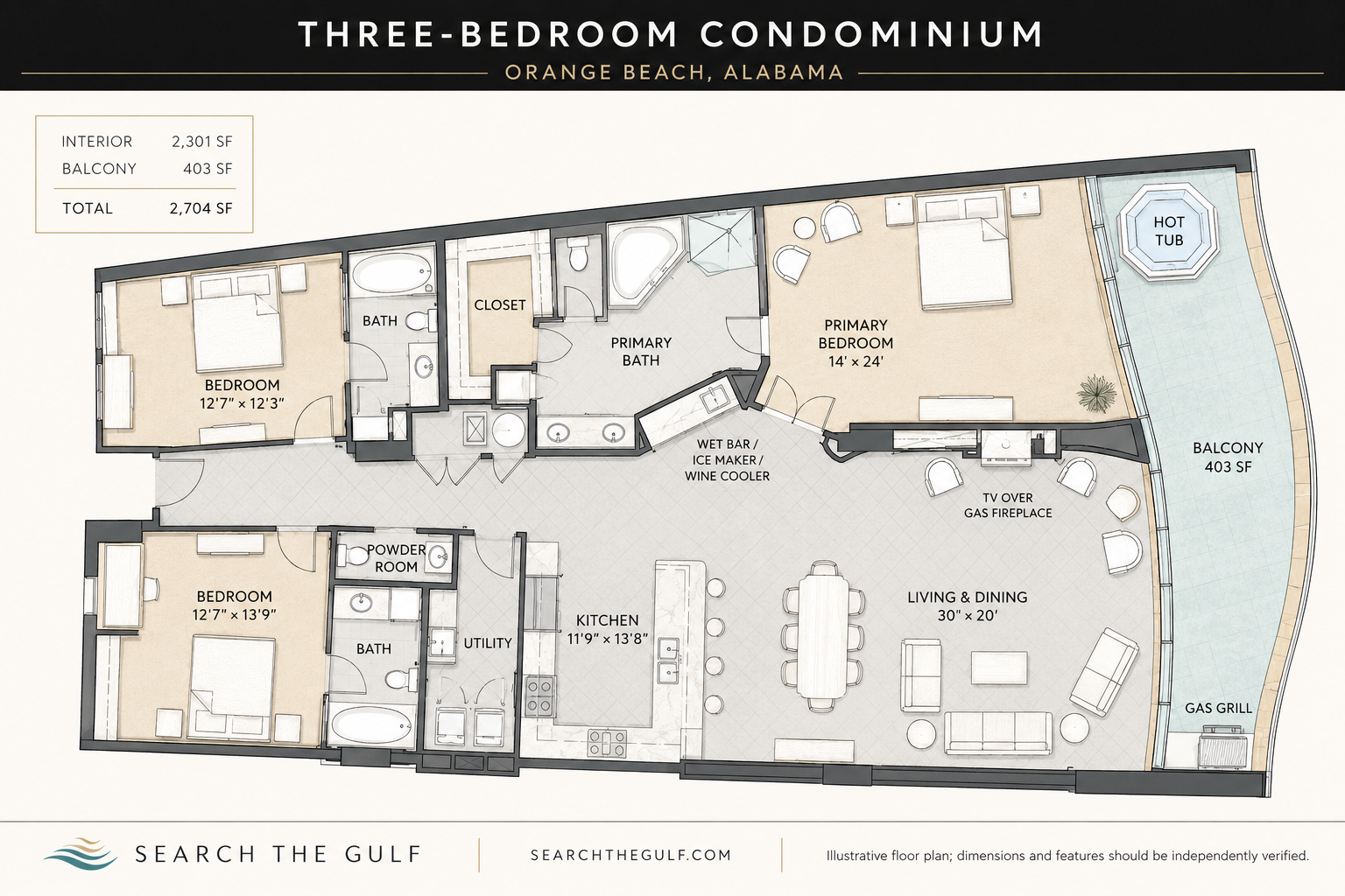 Turquoise Place Condo Three Bedroom Floorplan Turquoise Place Condo Three Bedroom Floorplan
